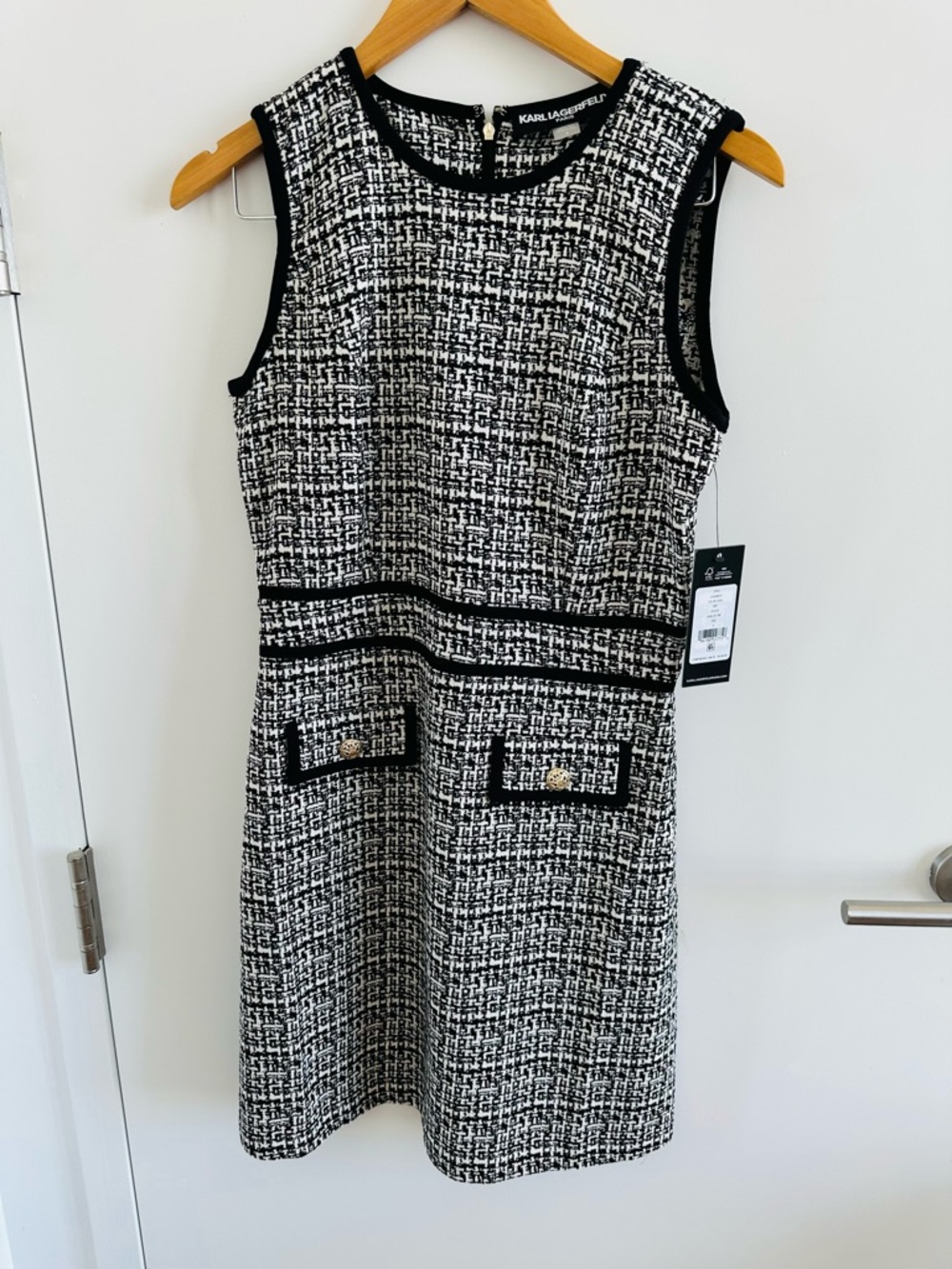 Karl Lagerfeld Black & White Tweed Mini Dress - Picture 5 of 9